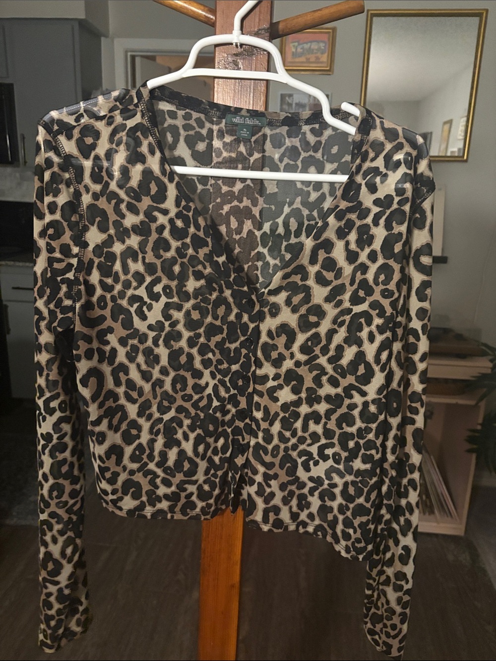 wild fable Leopard Print Button-Front Blouse Jacket in Tan and Black